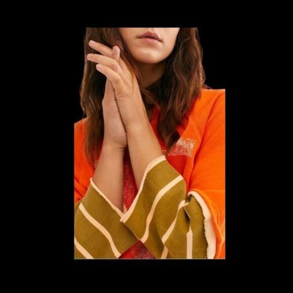 Free People Pullover Sweatshirt Orange Size Small New with tags - Picture 3 of 4